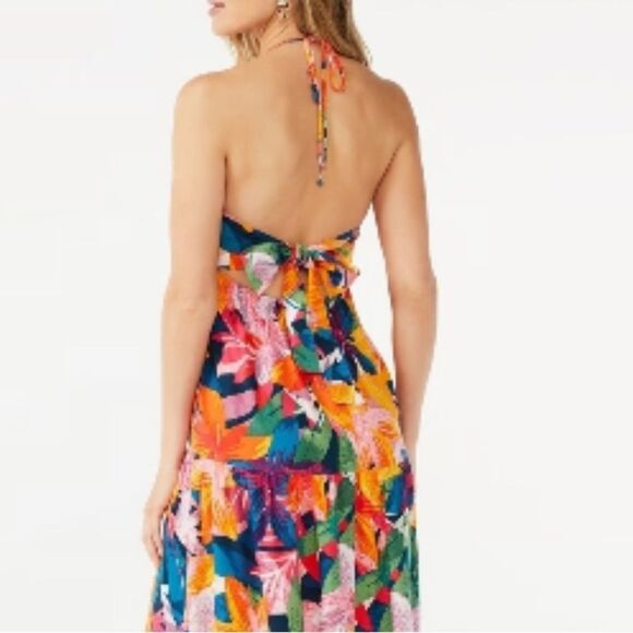 Sofia Jeans by Sofia Vergara Halter Plunge Neck Maxi Dress XS 398 - Picture 2 of 5